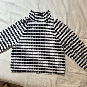Madewell Black and White Striped Cowlneck Sweater